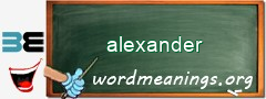 WordMeaning blackboard for alexander